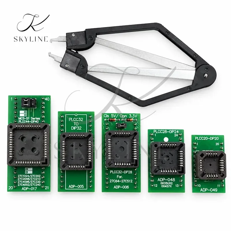 Complete PLCC Adapter Kit PLCC 20 28 32 44 To DIP 20 24 28 32 40 With IC Extractor For T48 TL866CS TL866A Programmer