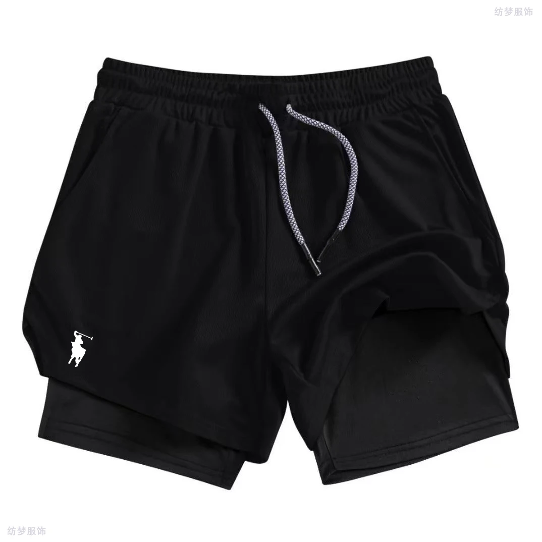 

Мужские летние шорты, модные двухслойные спортивные шорты, подходящие для тренировок в спортзале и бега.