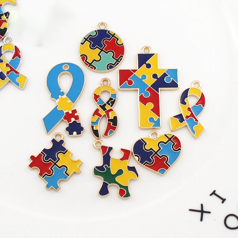 Broches de esmalte para mulheres e homens Símbolo de quebra-cabeça de autismo Alfinete de lapela de resina acrílica presente para menina, 2024