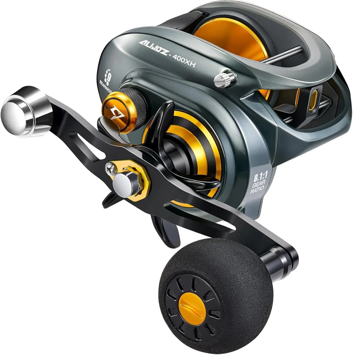 Fishing Reel, 38Lbs Max Drag Aluminum Alloy Frame Baitcasting Reel, Available in 6.6:1/8.1:1 Gear