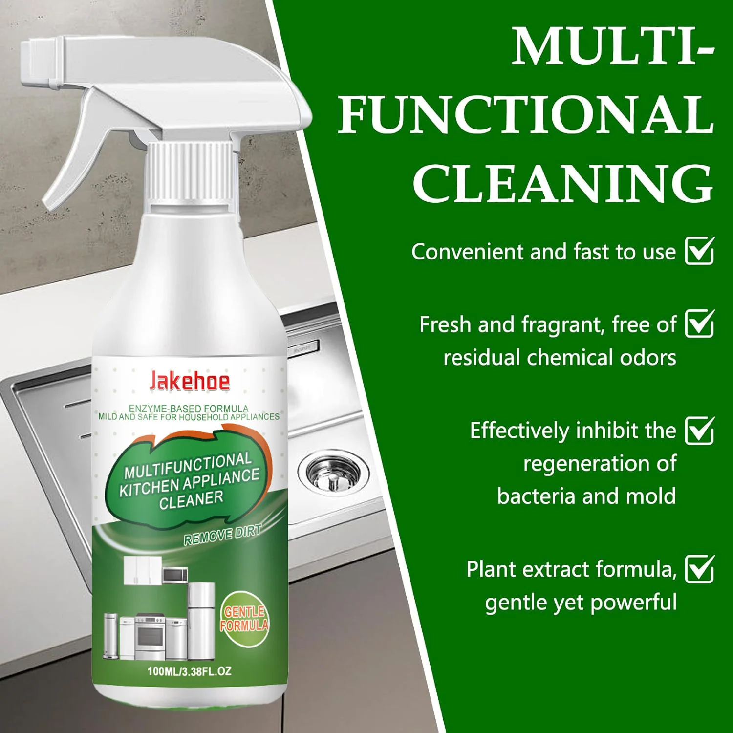 Multifunctional Kitchen Appliance Cleaner Spray Dissolve Stubborn Oil Stain Reduce Odor Restore Surface Smoothness for OvenStove