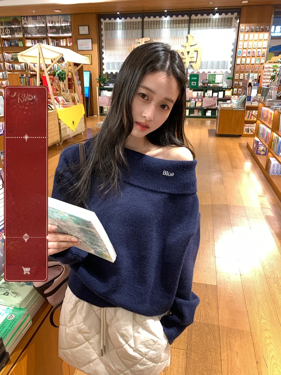 

Sinbounboun Embroidered One-oulder Borea Sweater Knitted Loose Fit Long Sve Sexy Sle Online Exclusive Winter Collec...