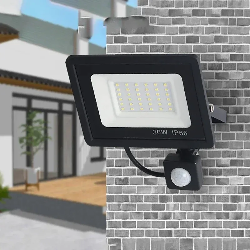 

D2 LED Floodlight PIR Motion Sensor White/Warm Light IP66 AC100-260V Exterior Projector Spotlight Outdoor Lighting Floor Lamp