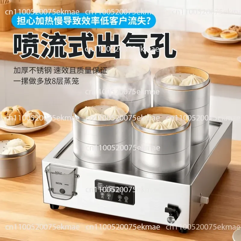 Commercial Desktop Steamer Anti-dry Burning Steamer Breakfast Shop Two-hole Steamer Dumpling Stall