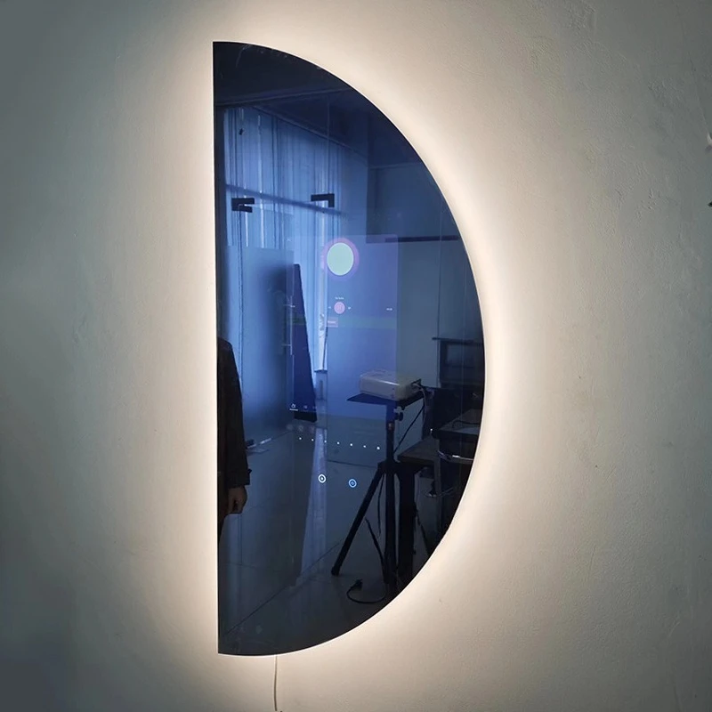 

Умное зеркало в форме полумесяца для макияжа, ванная комната, Android Magic, водонепроницаемый экран 15,6 дюйма, элитные отели