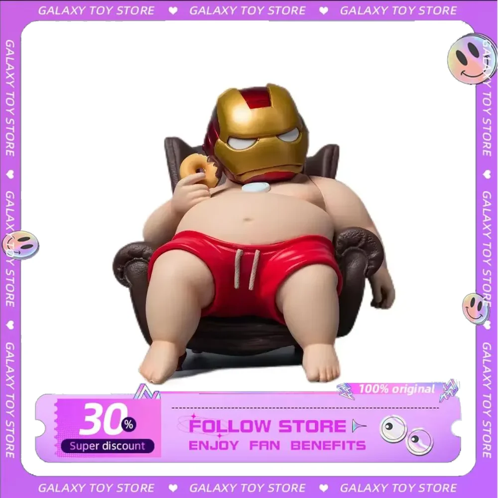 12cm The Avengers Iron Man Fat Boy Action Figure Cute The Original Sofa Donut Model Ornament Collection Desktop Display Gift Toy