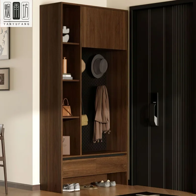Medieval shoe , entrance cabinet integrated household living room opposite door, all solid wood enter door partition, coat rack