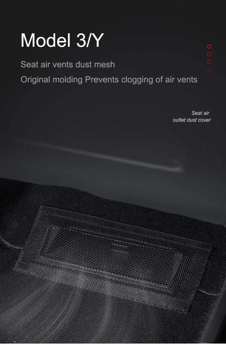 For Tesla Model 3/Y Under Seat Air Vent Cover Velcro Mesh Rear Air Vent Protection Mesh Under Hood Air Intake Protection Mesh