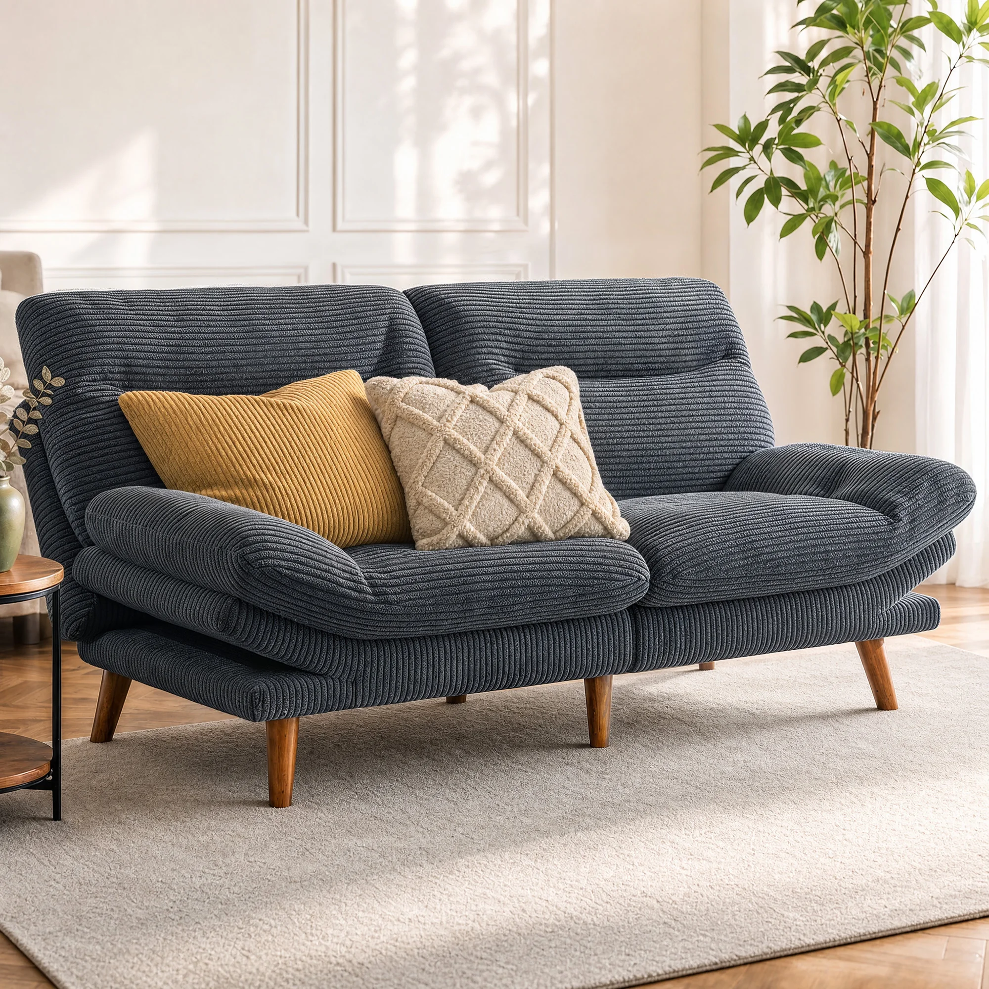 3-in-1 Convertible Futon Sofa Bed, Adjustable Backrest & Armrests, Corduroy Loveseat Sleeper Couch with Solid Wood Frame, 500lbs Weight Capacity, Small Sofa for Compact Apartment, Studio, Office, Living Room, Guest Room