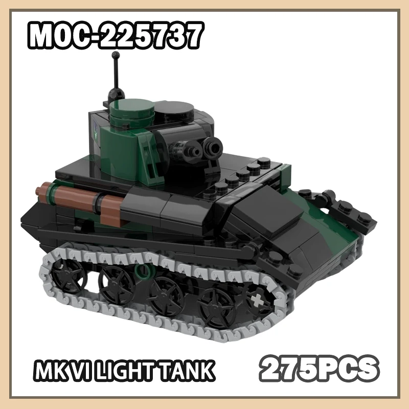 

MOC-225737 Военная серия MK VI Легкий танк Строительные блоки Набор Технические взрослые Креативные подарки Корпус солдата Армия 275 шт.