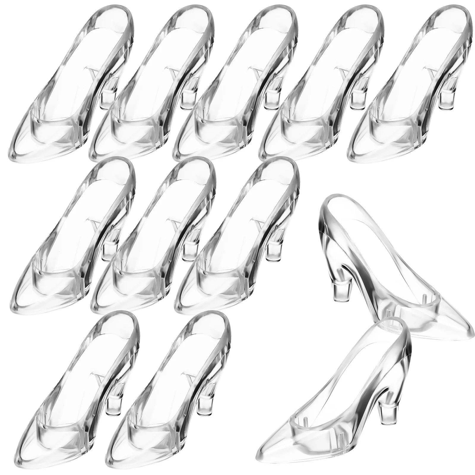 

12pcs Crystal Decors Clear High Heels Slipper Slipper Ornaments Ornaments Desktop Decorative For Home Office Party Favors