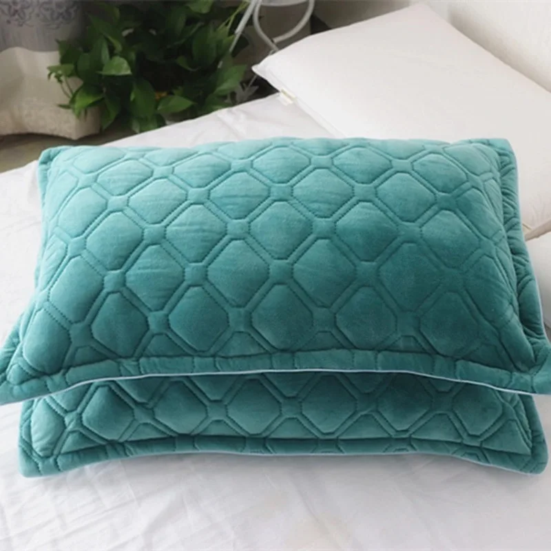 Winter Crystal Velvet Pillowcase Flannel Thicken Warm Coral Velvet Pillow Case Solid Color Bedding Pillow Cover 48cmx74cm