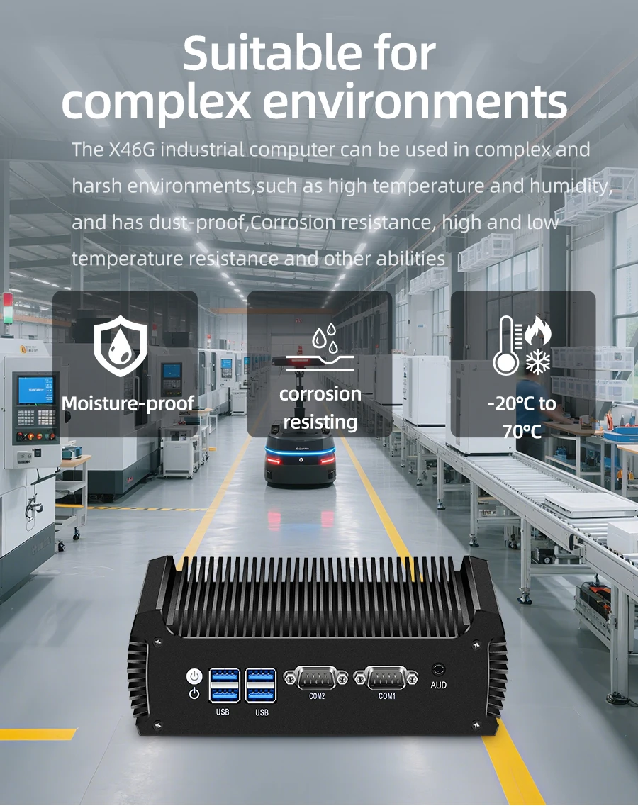 Industrial Ccomputer Intel Core i3-7100U i5-7200U DDR4 M.2 SSD 2x COM RS232/485 2x LAN 6x USB GPIO Mini PCIe TPM Expansion