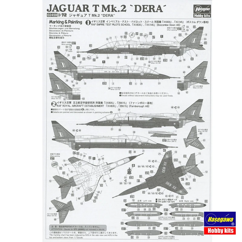 Hasegawa 02459 Jaguar T Mk.2'DERA '1/72 Militaire Assembleren Schaalmodel Kit DIY Speelgoed, Collectie Verjaardagscadeau