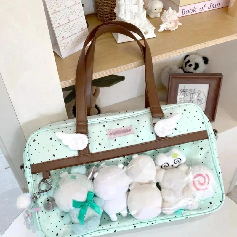 

Lace Itabag Y2K Bow Radium Cut Transparent Bar Shoulder Messenger Bag Anime Large Capacity Female Large Capacity Baby Itabag New