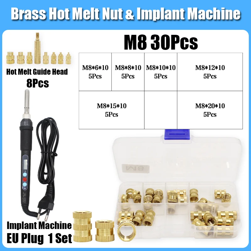 Messing Einsatz Mutter Lötkolben M2 M3 M4 M5 M6 M8 Hot Melt Guide Kopf Gerändelt Kupfer Muttern Einsätze Kunststoff 3D Drucker Zubehör – Detail 9