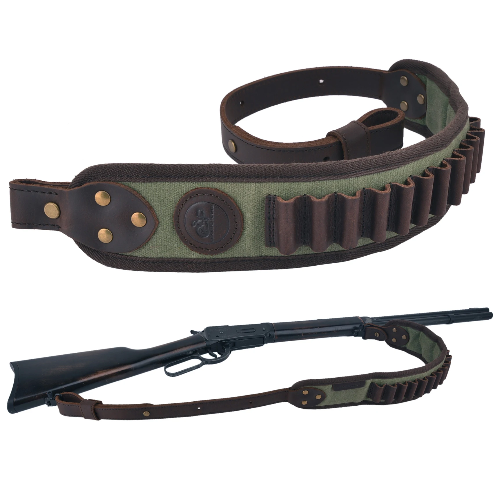 Leather Rifles Shell Holder Sling .30-30 Cartridge Holder Shoulder Strap For Hunting Shooting  .357 .35 .38