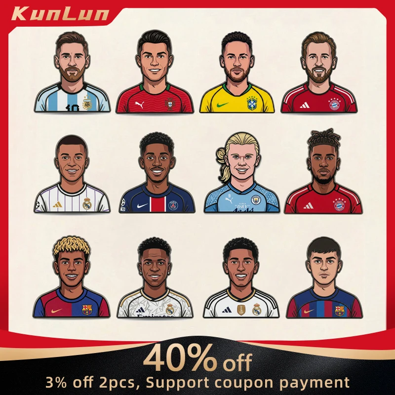 Football Star Metal Enamel Pin Badge Soccer Player Brooch Sport Collectible Lapel Pin Jacket Backpack Fan Gift Souvenir Keepsake
