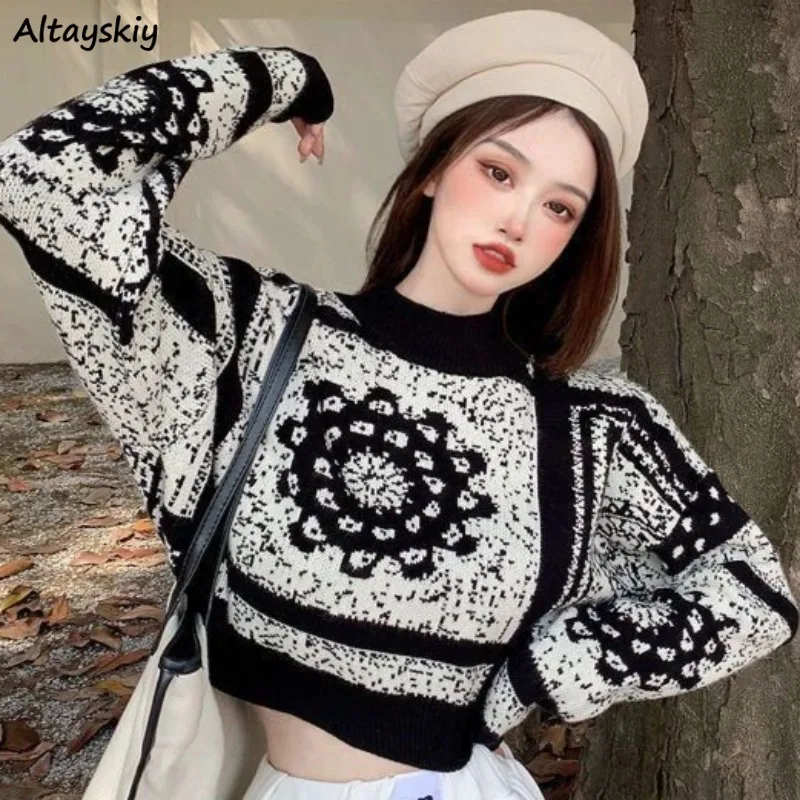 

Chic Pullovers for Women Long Sleeve O-neck Korean Style Casual Warm Young Girls Ins Personality All-match Spring Autumn Fit