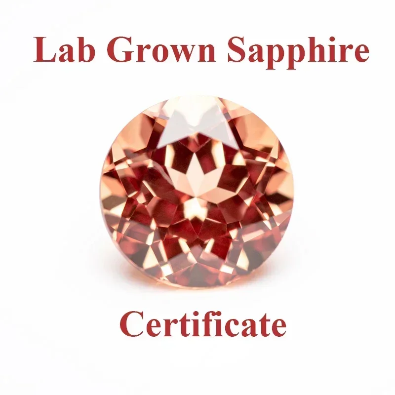 

Lab Grown Sapphire Sunset Orange Color Round Shape Charm Beads for Jewelry Making Rings Materials Selectable AGL Certificate
