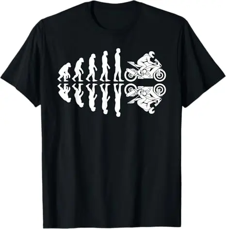 Lustiges T-Shirt mit Motiv „Menschliche Evolution zum Motorradfahrer“, Y2k-Motorrad-Evolution-Design, lustiges Motorrad-T-Shirt für Herren – Detail 10