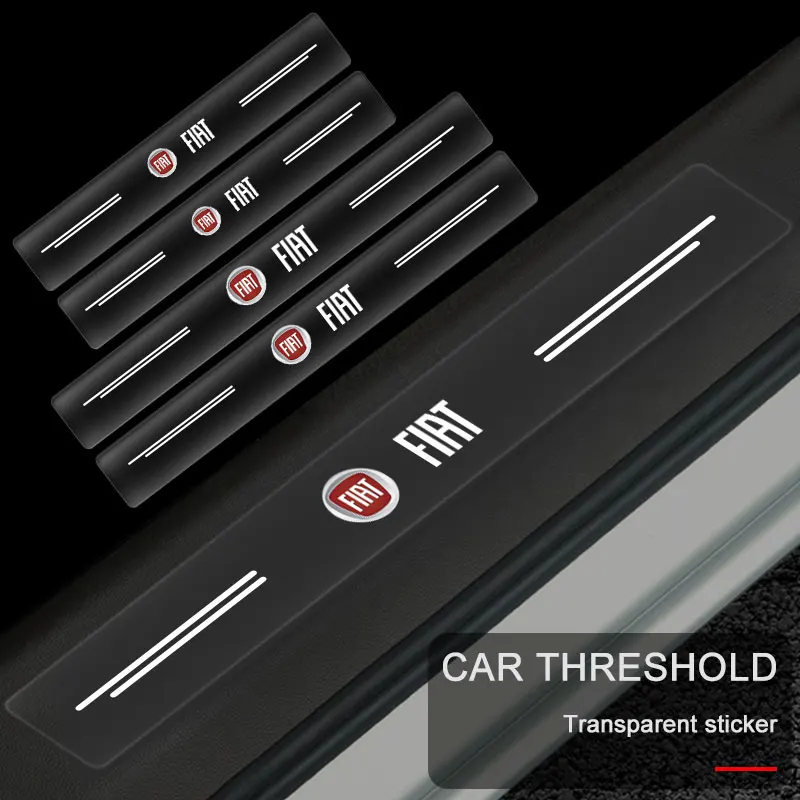 

4pcs Car Threshold Protector Transparent Decorative Badge Sticker For Abarth FIAT Punto 500 Tipo Stilo Palio Bravo Doblo Panda