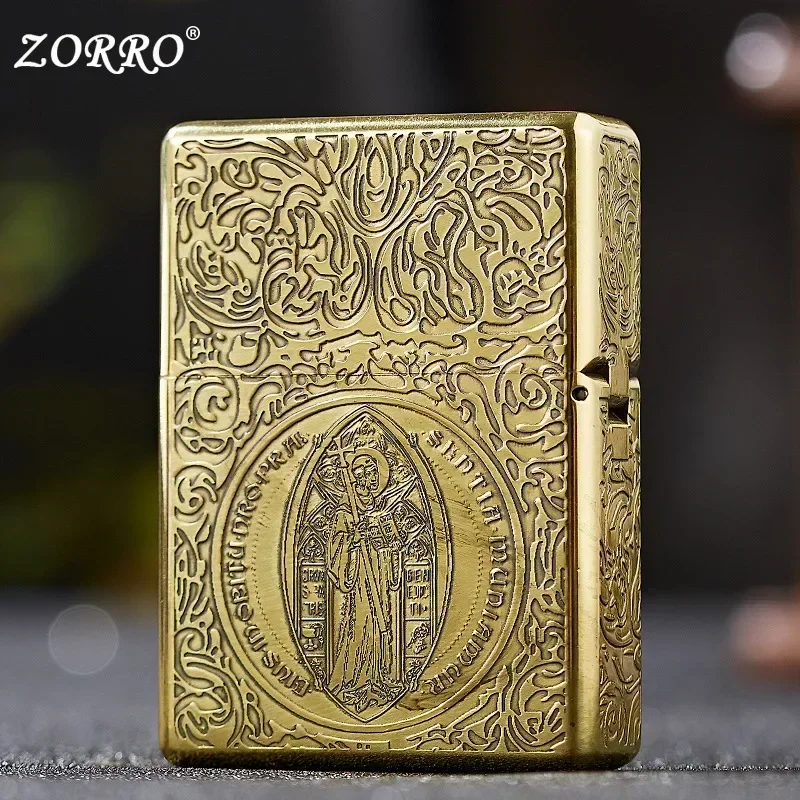 Authentic Zorro Retro High-End Waterproof Sealed Armor Constantine Kerosene Lighter Heavy Duty Metal Gasoline Lighter Men\'s Gift