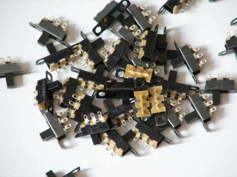 50 Pcs 5mm Height Knob 3 Pin 2 Position 1P2T SPDT Panel Slide Switch 0.5A 50V DC SS-12F15-G5