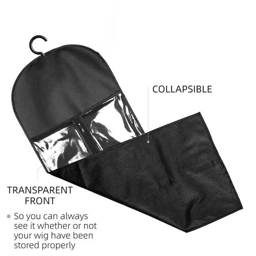 

Hair Extensions Storage Bag, 30X60cm Transparent Wig Bag, Durable Non-woven with Hanger Clothes Dust Cover