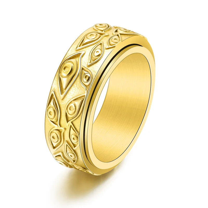 Wholesale Men's Multi-Eye Spinner Ring Retro Trendy 316L Stainless Steel Waterproof Jewelry Gift for Men