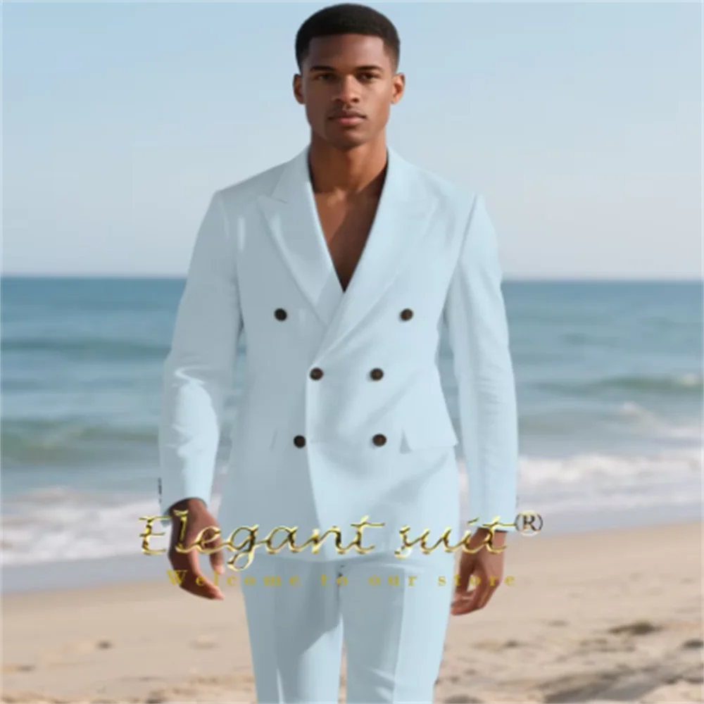 

Двубортный костюм из 2 предметов с пиковыми лацканами для мужчин, вечерняя офисная вечерняя одежда, роскошная куртка на заказ, брюки