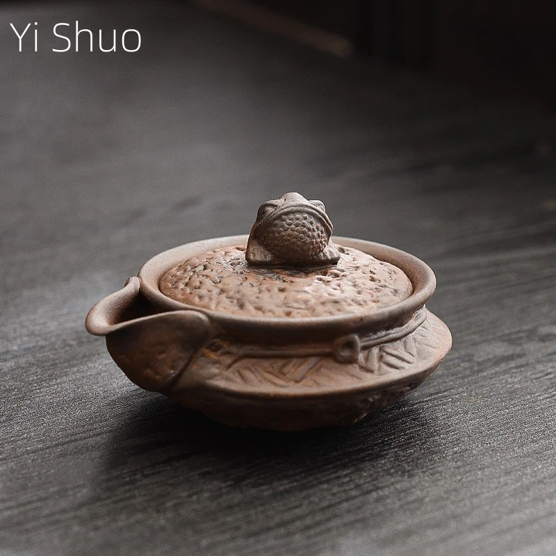 

Old Rock Clay Original Ore Handheld Teapot Coarse Pottery Tea Brewing Pot Ceramic Cicada Treasure Bottle Pot Single Tea Kettle
