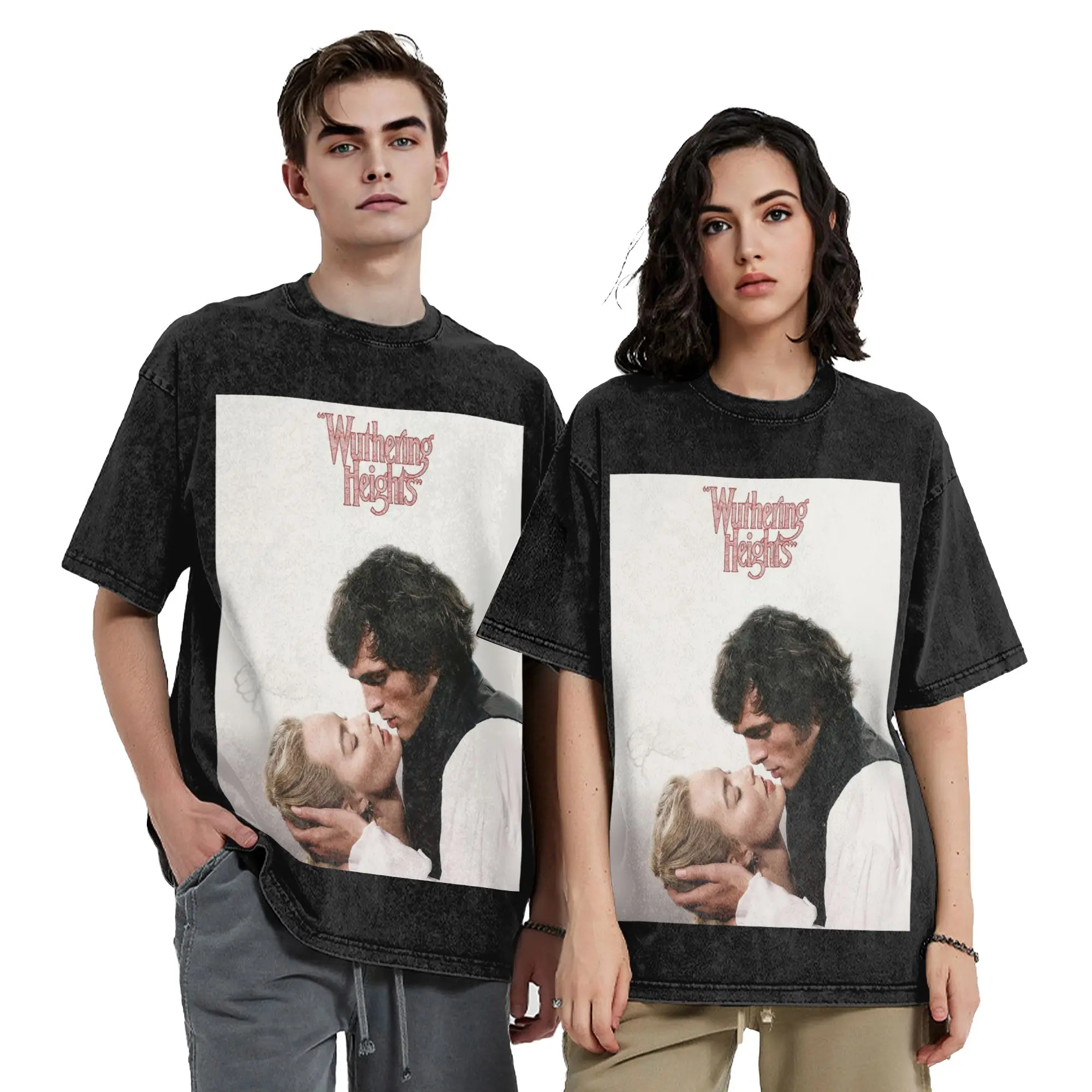 Wuthering Heights Movie Washed T Shirt Streetwear Hip Hop Novelty T-Shirts  Tee Shirt Men Women Cotton High Street Printed