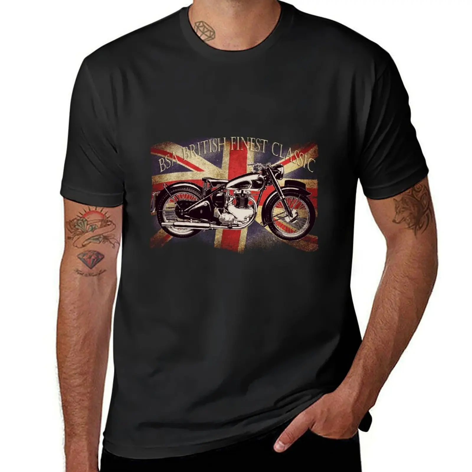 BSA British Finest Motorcycle T-Shirt vintage clothes plus size tops sports fans customs design your own Men's t-shirt