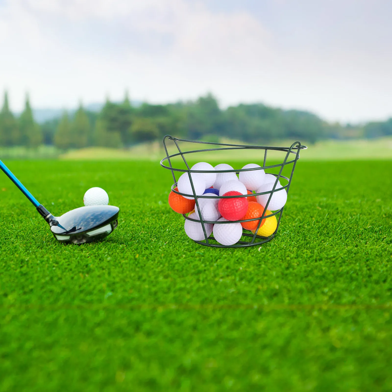 Sturdy Golf Ball Collector Basket Large Capacity Lightweight Metal Ball Storage Container for Golf Course Driving Range Backyard