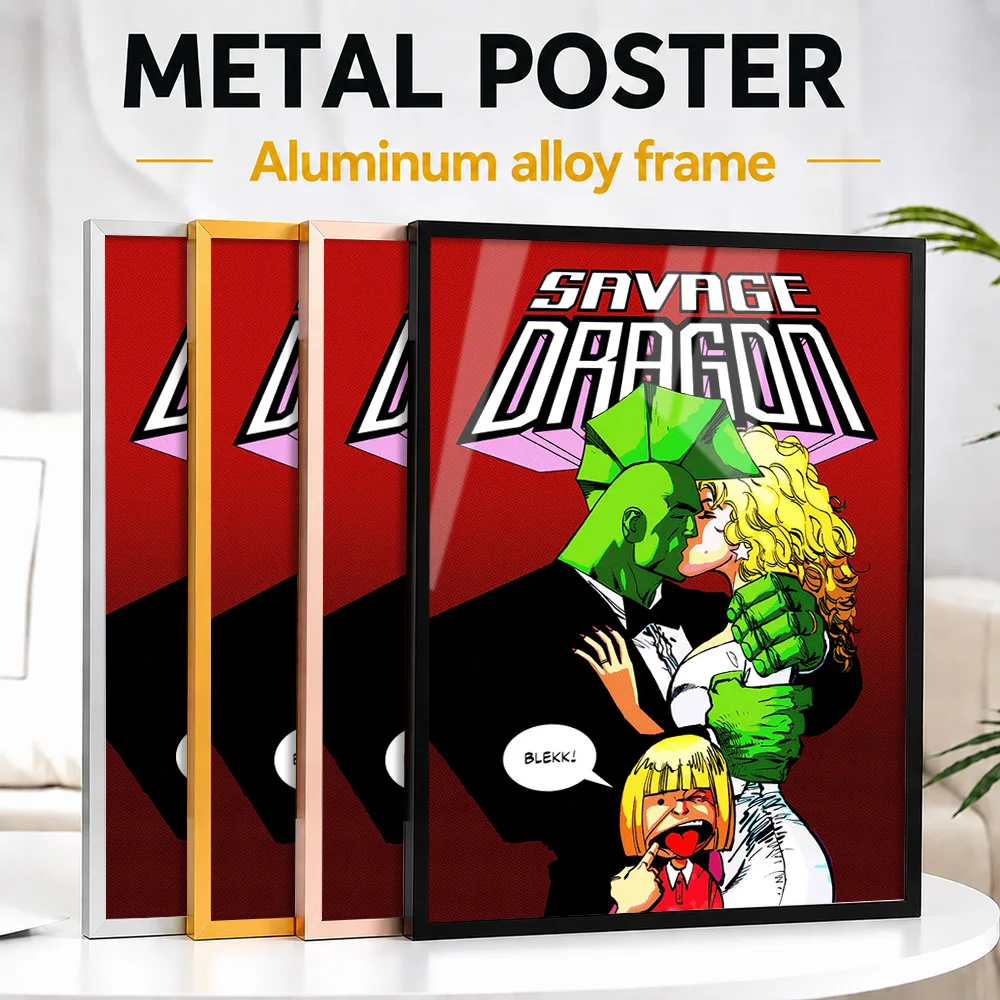 Savage Dragon Wedding Comic Book Framed Aluminum Metal Poster Customized Illustrated Wall Art For Home Office And Media Room
