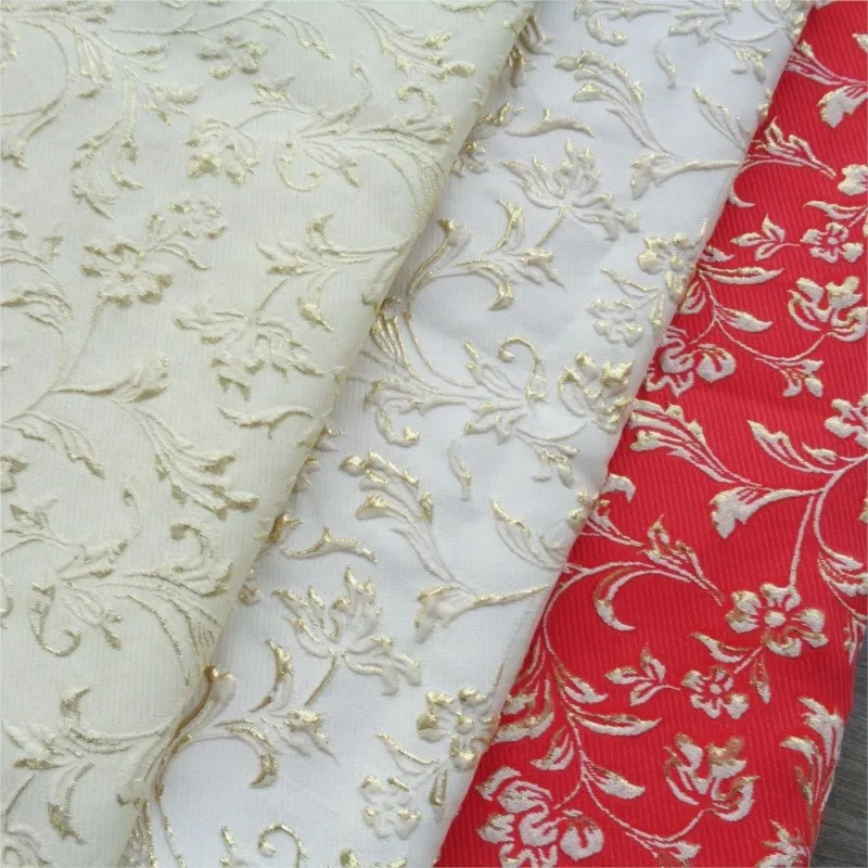 

Fine embossed jacquard pink dress children's fabric gold thread woven