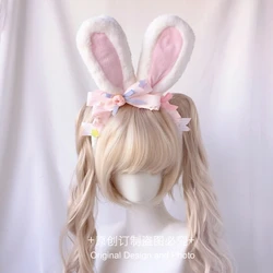 Bunny ear headband cosplay Japanese sweet cute JK headwear pink bow girl rabbit ear lolita hair accessories Lolita accessories
