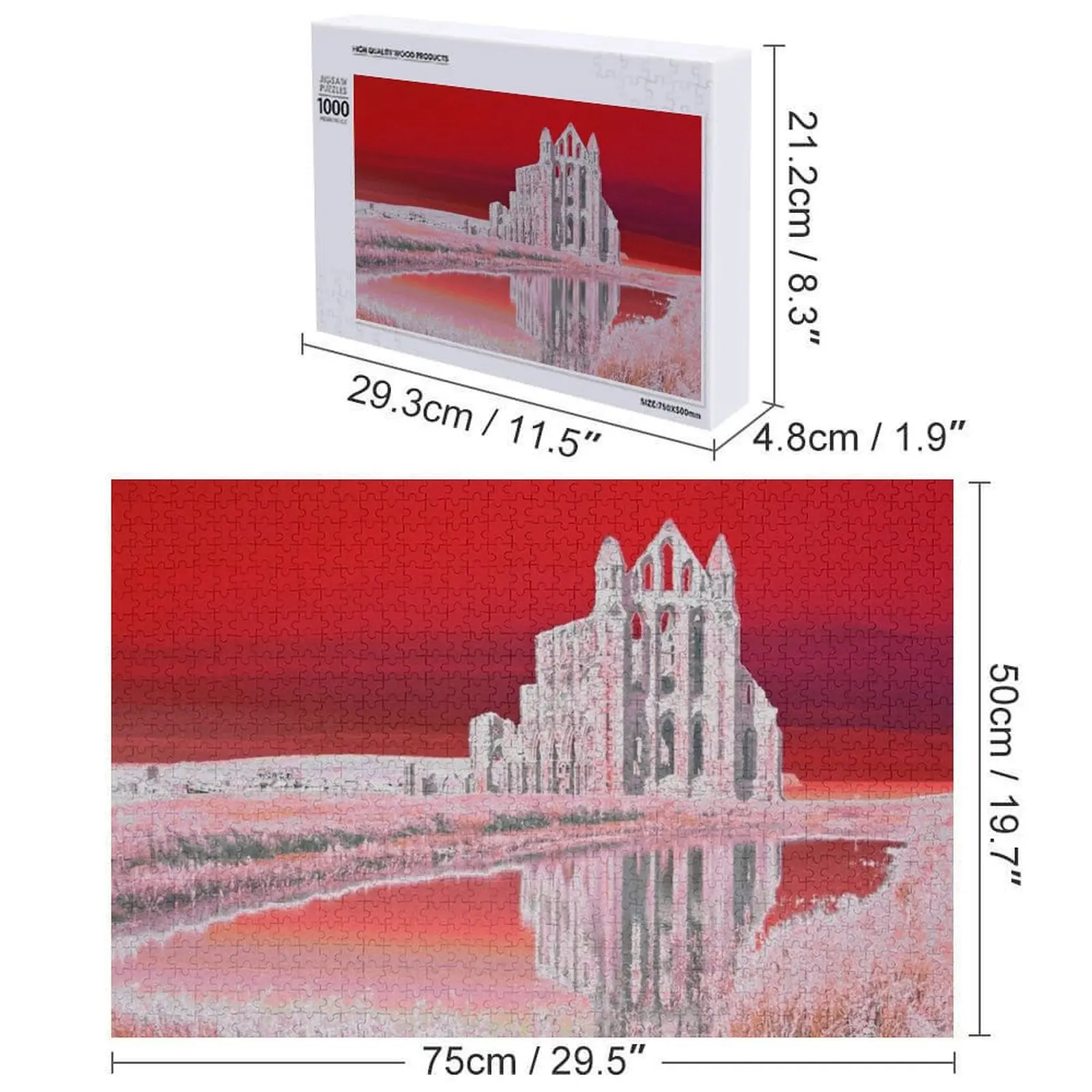 Whitby Abbey (rojo) rompecabezas juguetes de Navidad nombre personalizado juguete para niños rompecabezas personalizado para niños