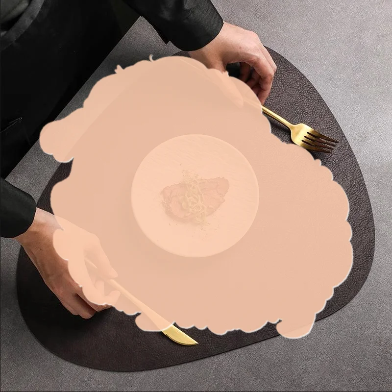 Fashion Irregular PU Leather Placemat Coaster Set Waterproof Oil Proof Table Mat for Family Gatherings