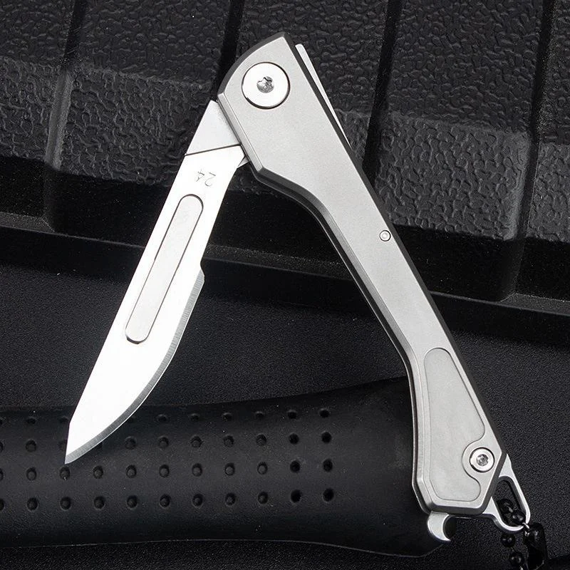 

Portable Key Folding Knife Replacement Blade Express Unpacking Knife Carving Utility Titanium Alloy Folding Scalpel