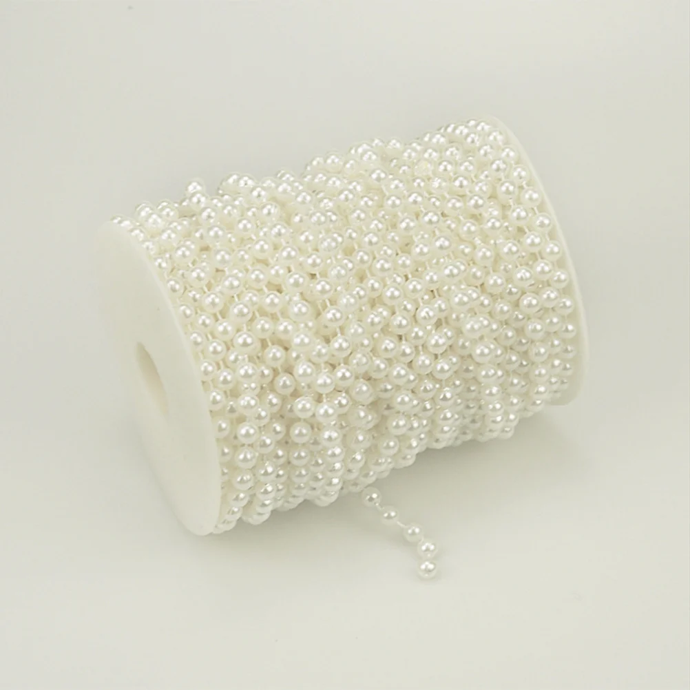 

25 Meters Abs Pearl Beads Chain Trims 6Mm Beige For Diy Wedding Decoration Craft Sewing Trim String Bead Chain Plastic Party