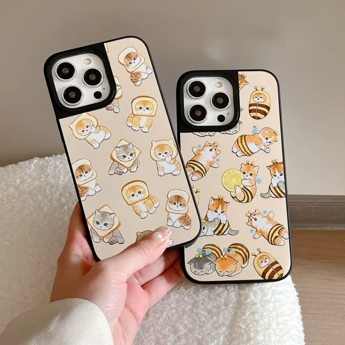 Honeybee Cat Cute Mirror Surface MagSafe Phone Case Cover for iPhone 11 12 13 14 15 16 Pro Max Case