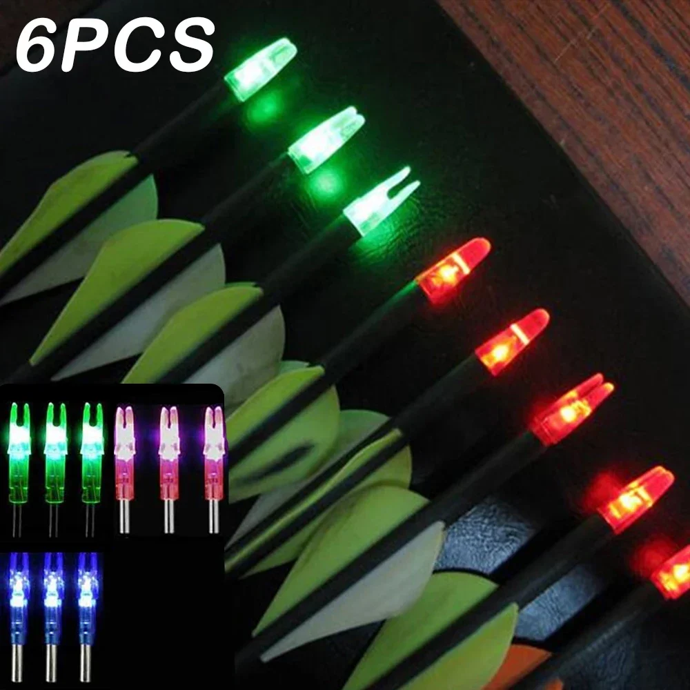 

6Pcs Hunting Arrow Nock Light Luminous Bow and Arrow Tail LED Lamp Outdoor Shooting Glowing Arrow Tail Fit 6.2mm Bow Archery