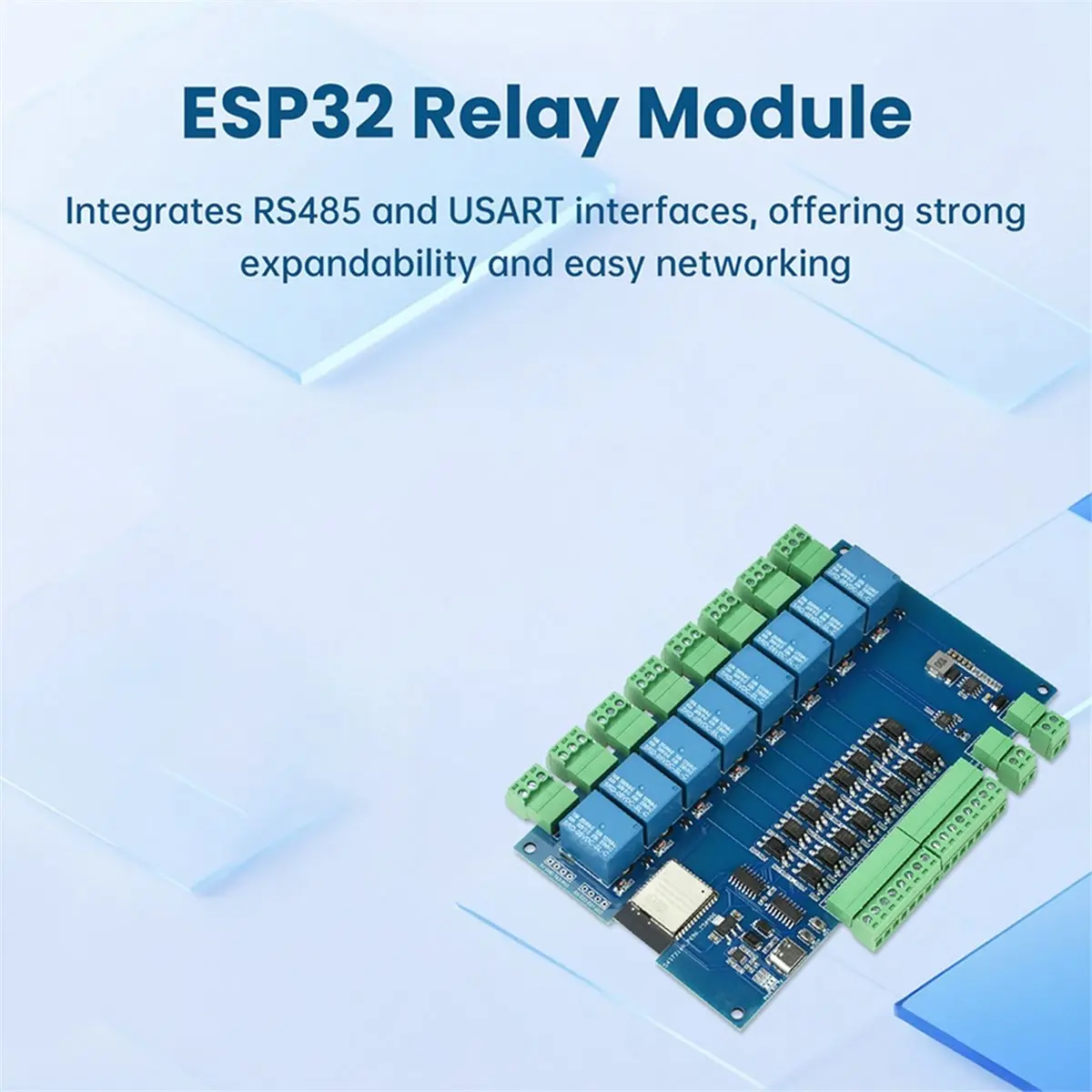 ESP32 Modbus 8-Channel Relay Switch Module DC 9-24V, WIFI Bluetooth Development Board Relay Optocoupler Isolation Module