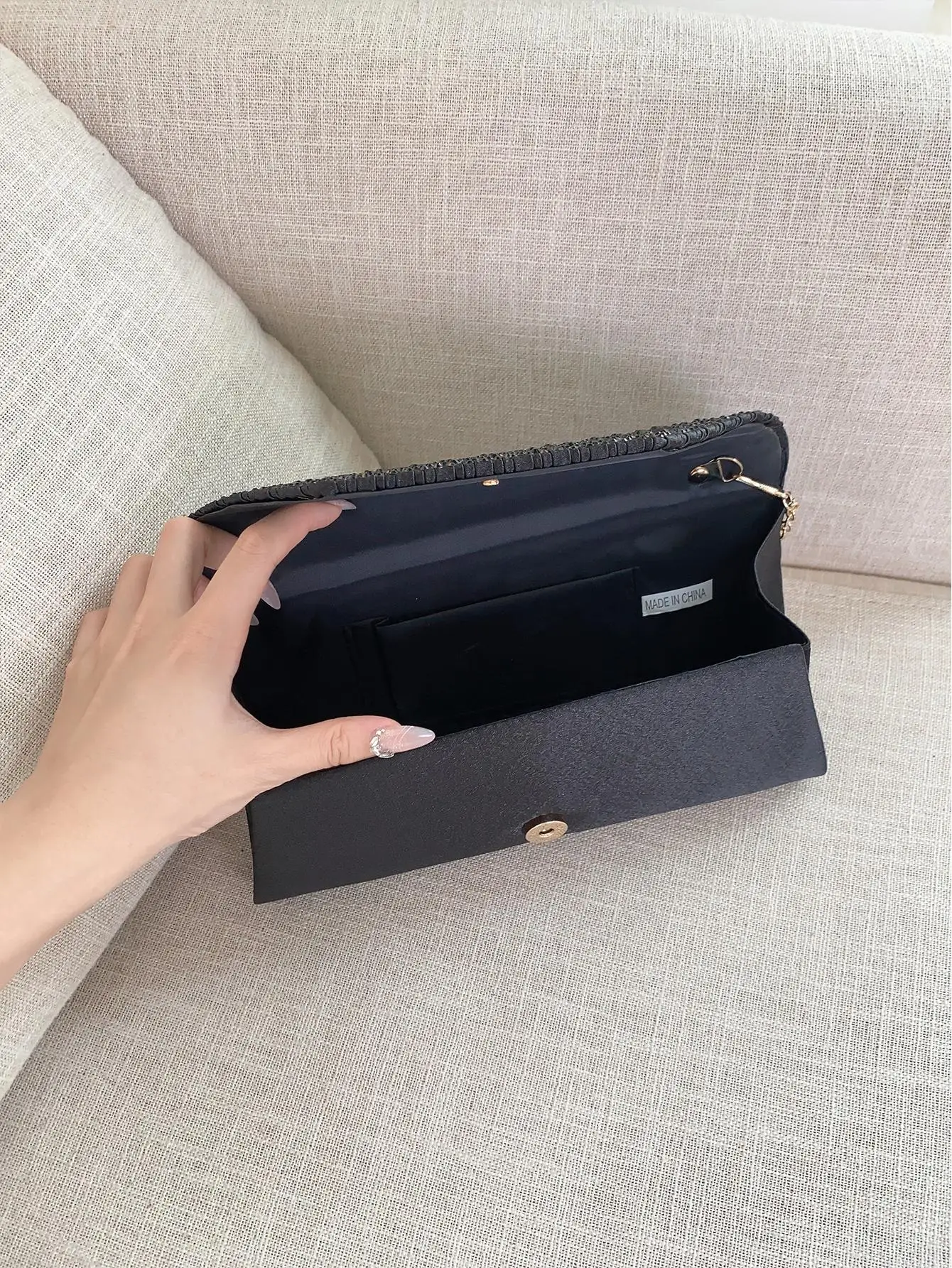 حقيبة كتف لامعة بسلسلة من حجر الراين: مشبك مغناطيسي، حقيبة يد عصرية أنيقة لحفلات أعياد الميلاد/السهرة