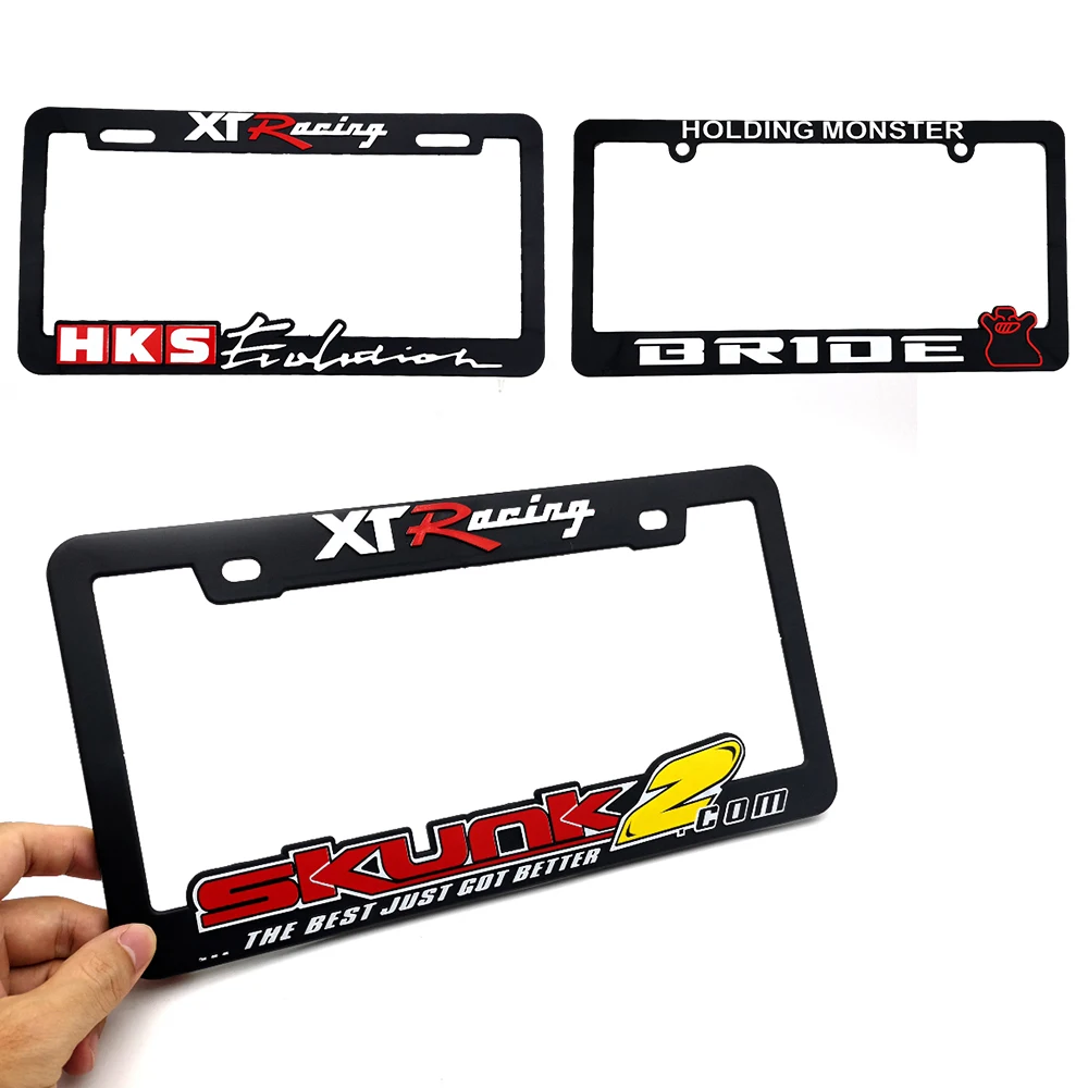 2PCS JDM Style USA Standard ABS Bride Car License Plate Frame For HKS SKUNK2 Decoration Auto Number Plate Holder Cover