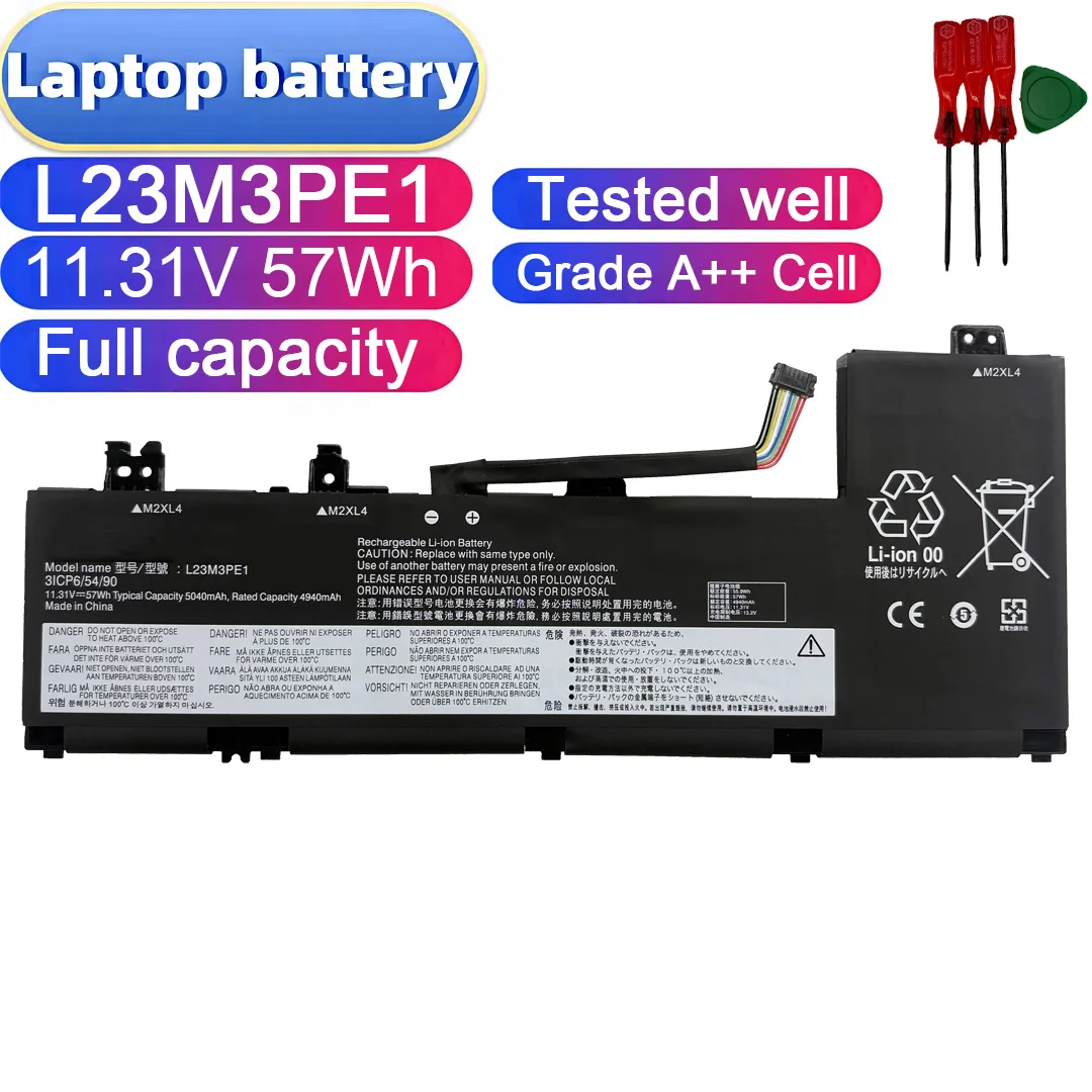 New high quality  Laptop Battery L23M3PE1 11.31V 57WH 4940mAh For Lenovo IdeaPad 5 2-in-1 14AHP9 14IRU9 16AHP9 16IRU9 Series