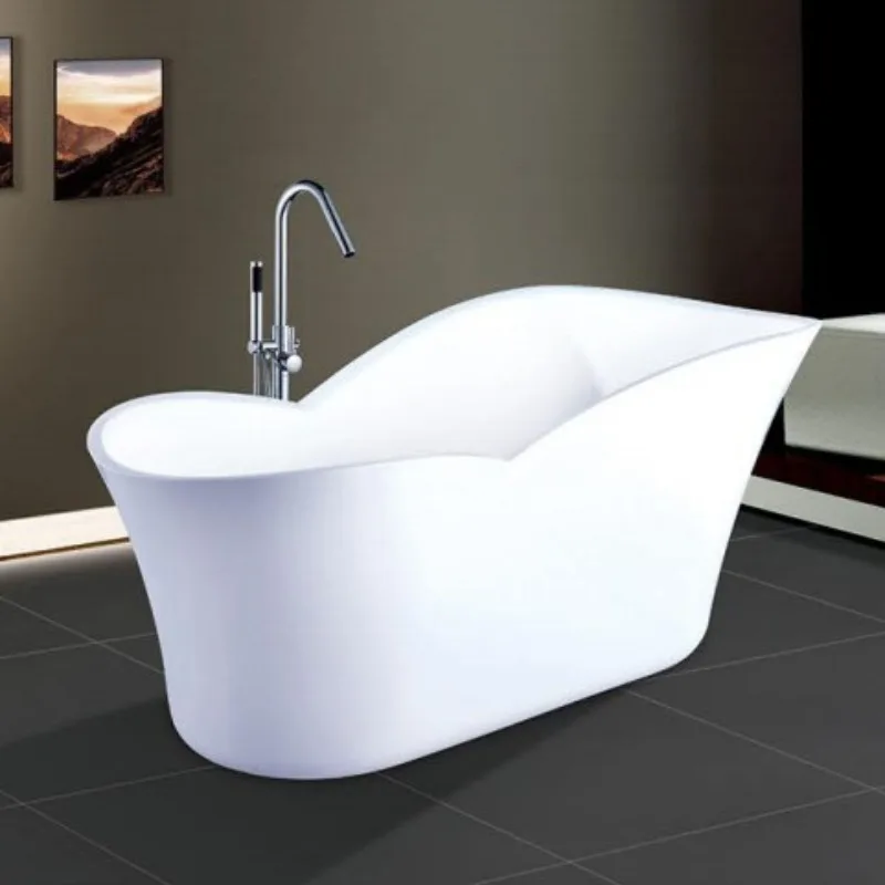 High backrest independent bathtub, ingot type, boat type, acrylic simple bathtub, bed and breakfast hotel model