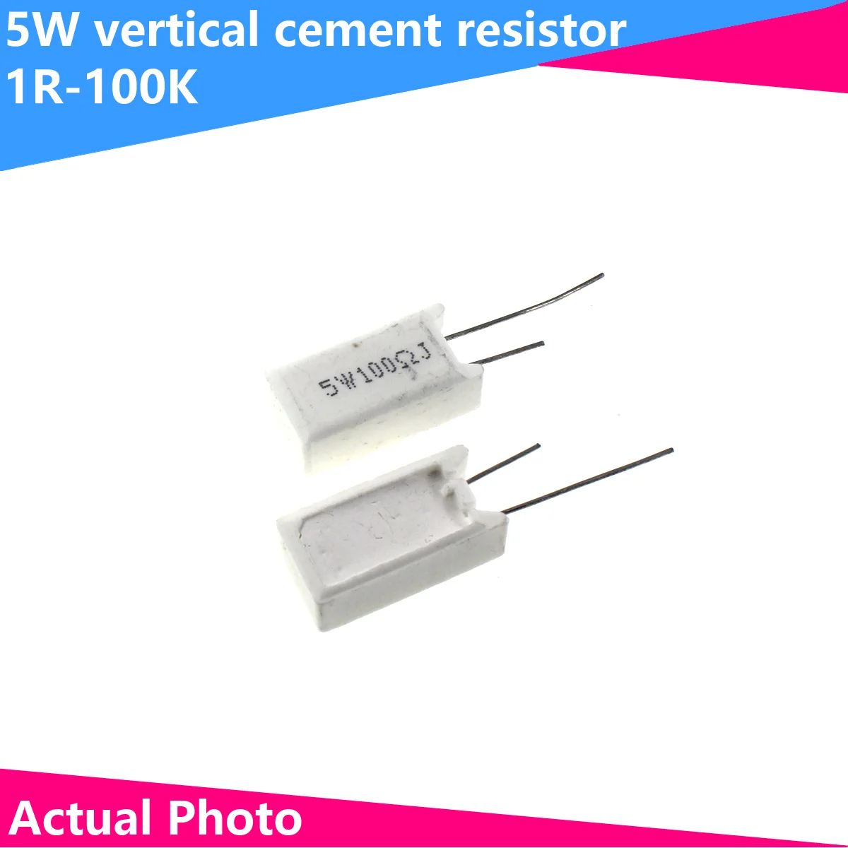 

10Pcs 5W 1R 1.2R 1.5R 2.7R 4.7R 10R 10K 47K 100K Vertical cement resistance 1R ~ 100K ohm 5% Ceramic resistor